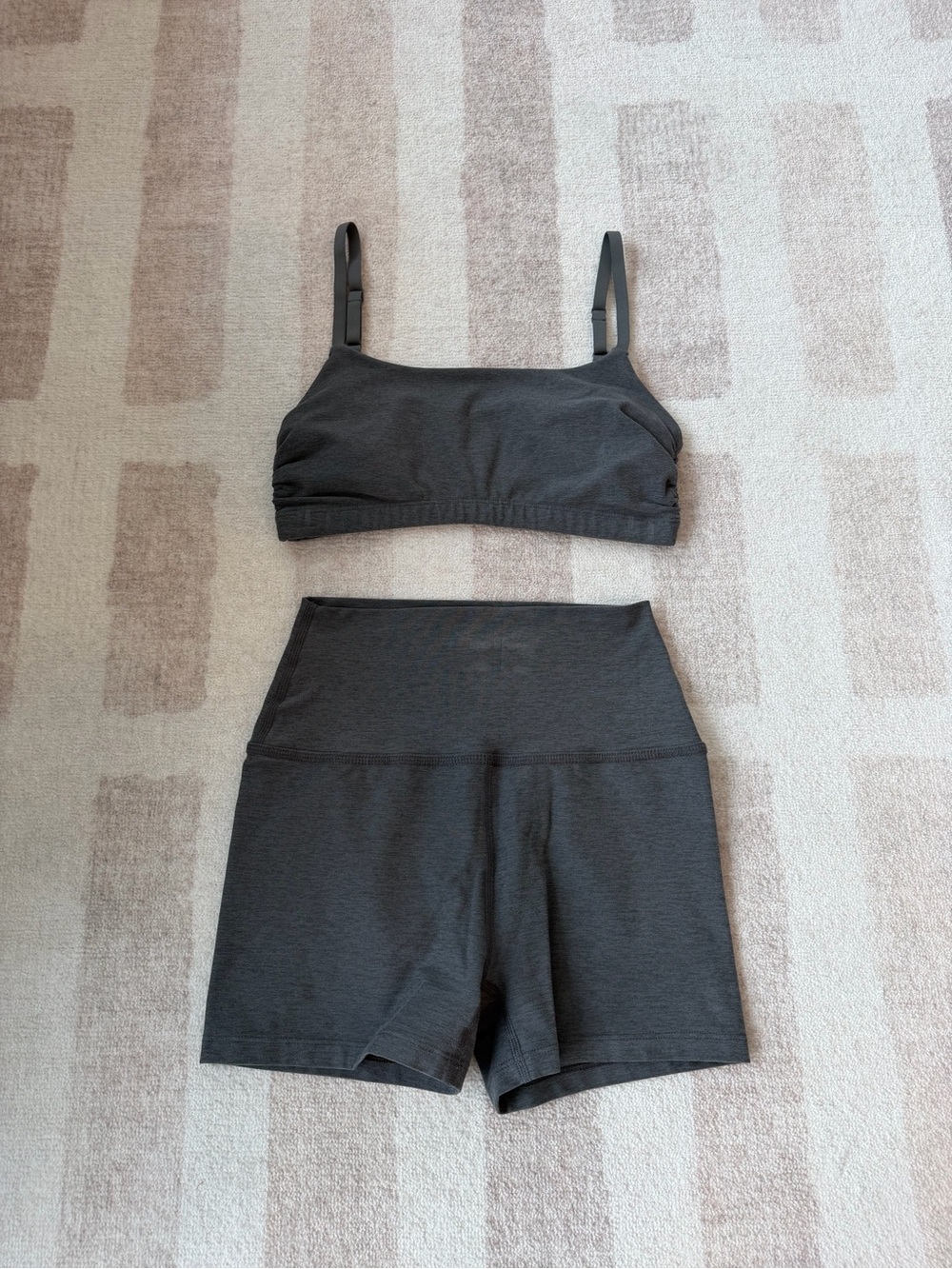 Beyond Yoga Seamless Sports Bra & High-Waist Shorts - Charcoal Gray
